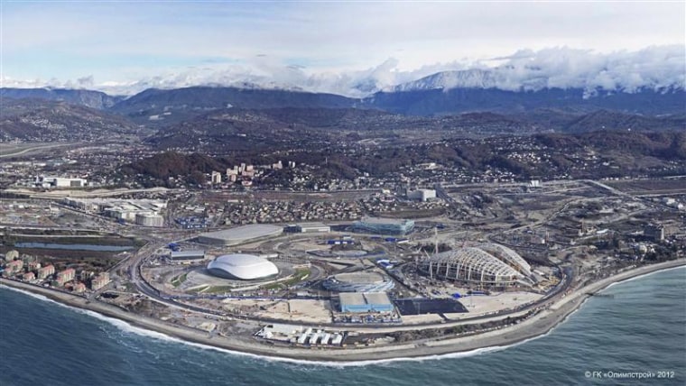 An undated handout photograph provided by Government-owned corporation Olympstroy shows a view of the planned layout of venues and transport links for the 2014 Winter Olympics in Sochi