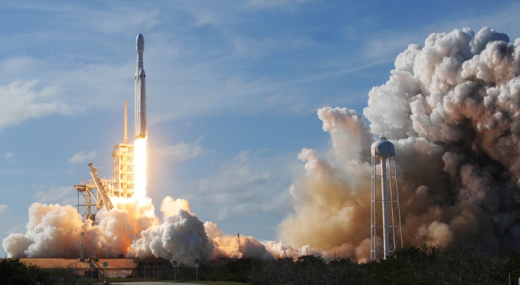 Image: The SpaceX Falcon Heavy launches from Pad 39A at the Kennedy Space Center in Florida.