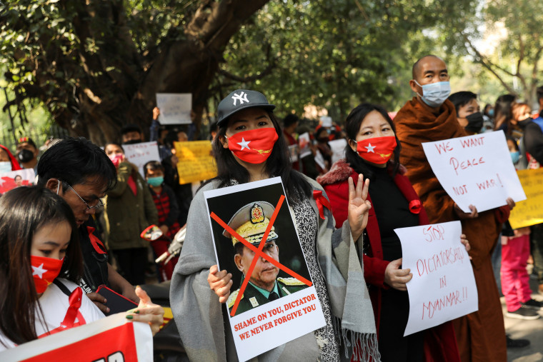 Image: Protest against the military coup in Myanmar, in New Delhi