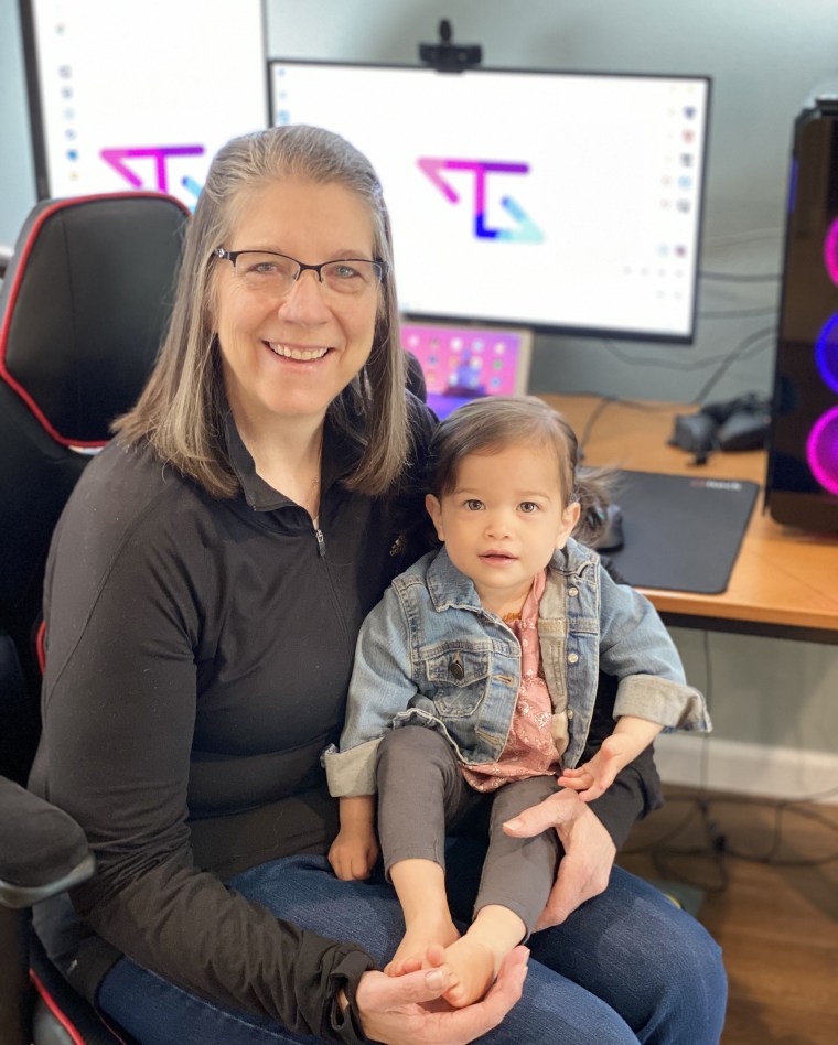 Statham with one of her grandchildren.