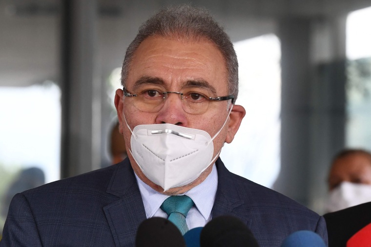 Doctor Marcelo Queiroga, appointed by Brazilian President Jair bolsonaro as Minister of Health speaks to the press outside the ministry in Brasilia, on March 16, 2021.
