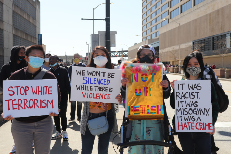 Image: Demonstrators marched in Atlanta Saturday to rally against anti-Asian violence.