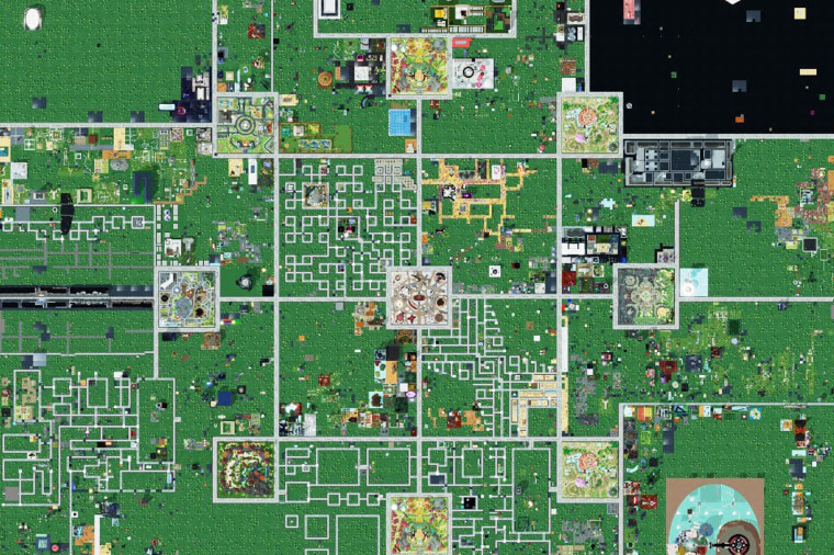 Overhead 'Atlas View' map of Genesis City; the 'capital' of Decentraland.