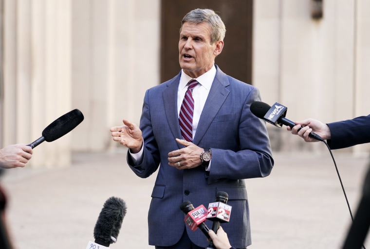 Tennessee Gov. Bill Lee speaks in Nashville on Jan. 19, 2021.