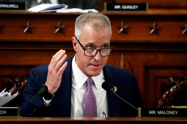 Rep. Sean Patrick Maloney, D-N.Y., questions witnesses during the impeachment hearing of then President Donald Trump on Nov. 19, 2019.
