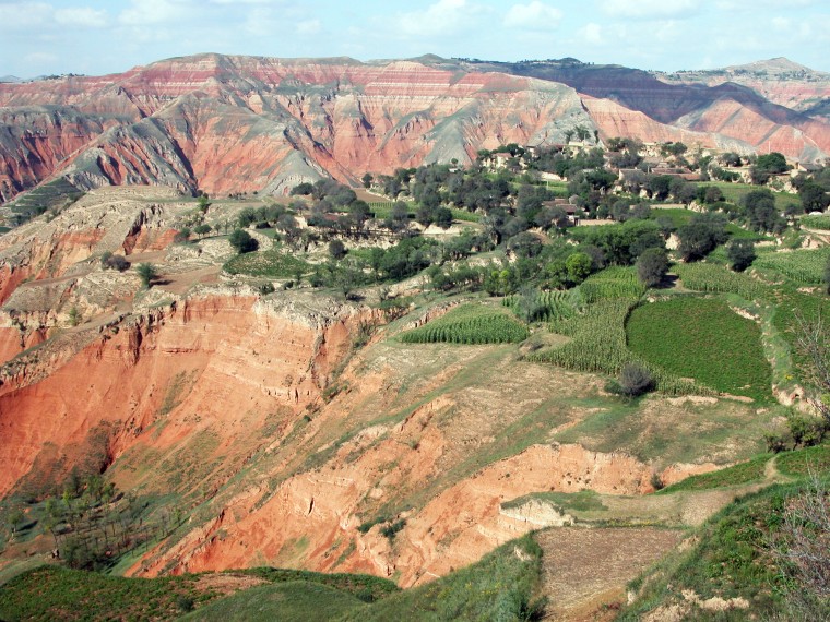 Cenozoic red deposits of the Linxia Basin in Gansu Province, northwestern China. 
