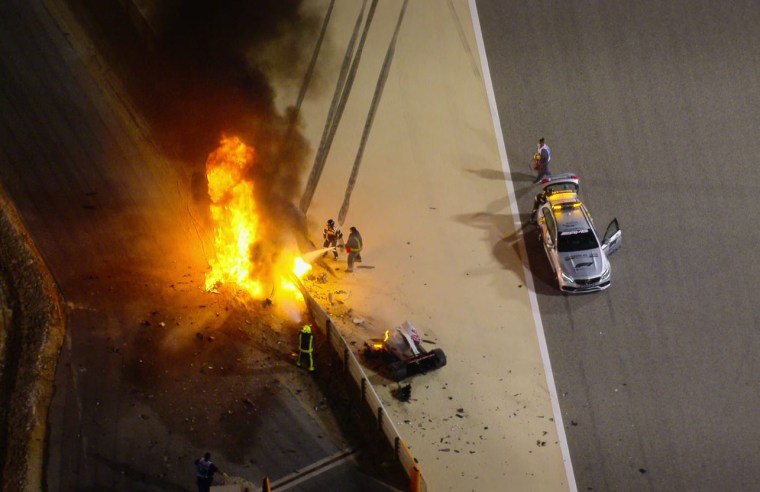 Formula One driver Romain Grosjean survived a crash at the Bahrain GP in November 2020. 