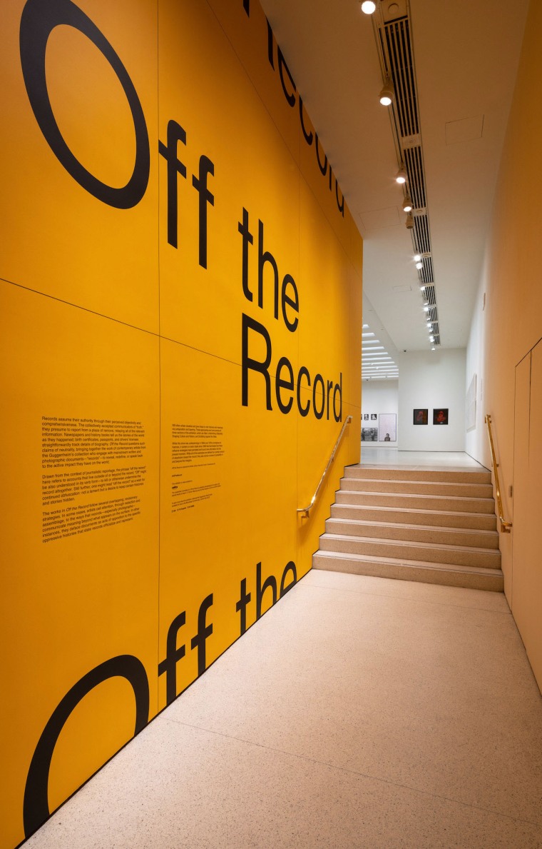 Installation view: Off the Record, April 2- September 27, 2021, Solomon R. Guggenheim Museum, New York.