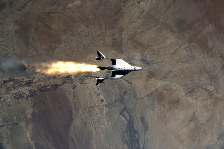 Image: FILE PHOTO: Virgin Galactic's VSS Unity is seen during its first manned spaceflight