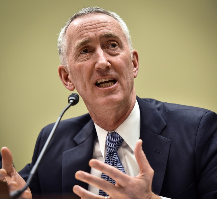 Image: Daniel O'Day, CEO of Gilead Sciences, testifies during a hearing on why Truvada is so expensive, on May, 16, 2019 in Washington.