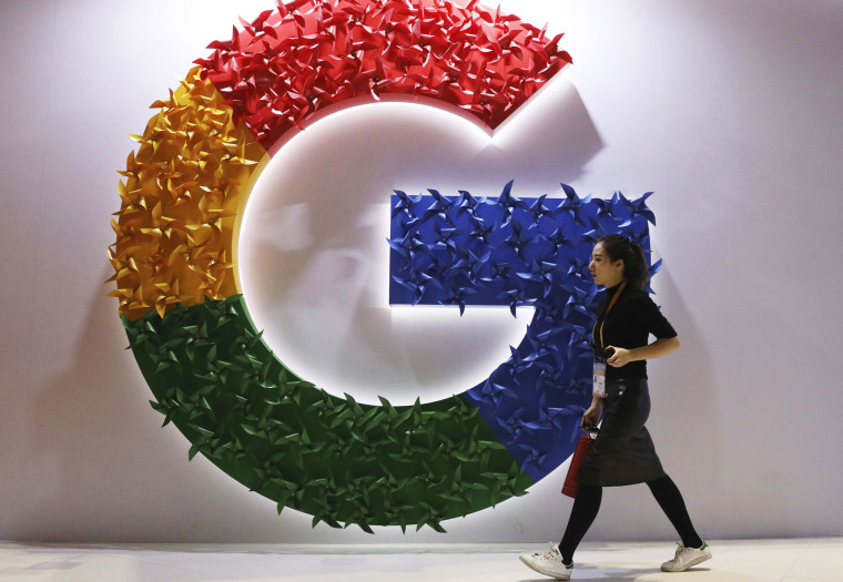 A Google logo at the China International Import Expo in Shanghai.
