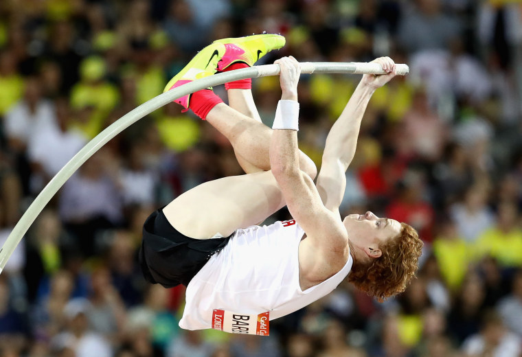 Image: Shawnacy Barber competes in the Men's Pole Vault final during athletics on day eight of the Gold Coast Commonwealth Games on April 12, 2018 on the Gold Coast, Australia.