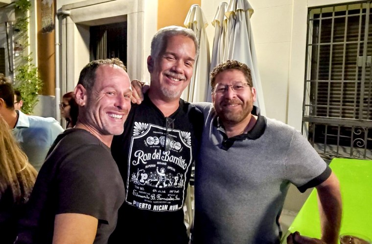 From left, Jay Kleiman, Marcos Flores and Richard Kleiman in Madrid in August 2019.