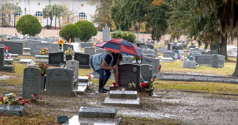 Kendrick Johnson's mother, Jacquelyn Johnson, visits her son's gravesite.