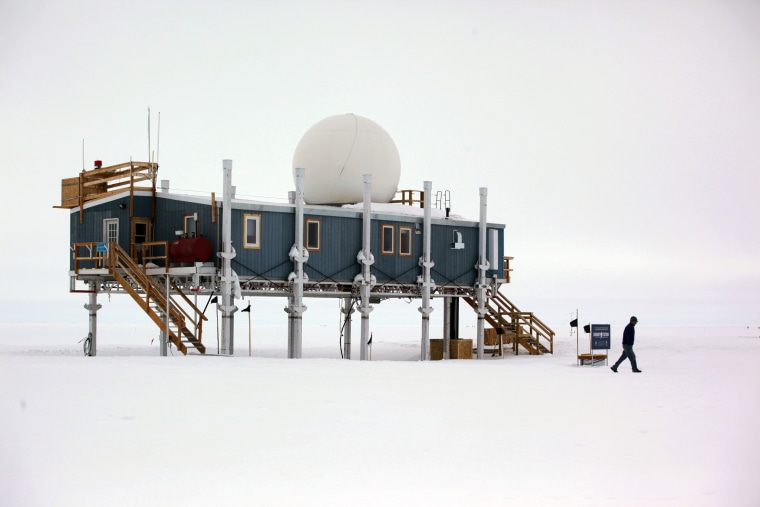 The main building at Summit Station, a remote research site 10,500 feet above sea level, on top of the Greenland ice sheet.