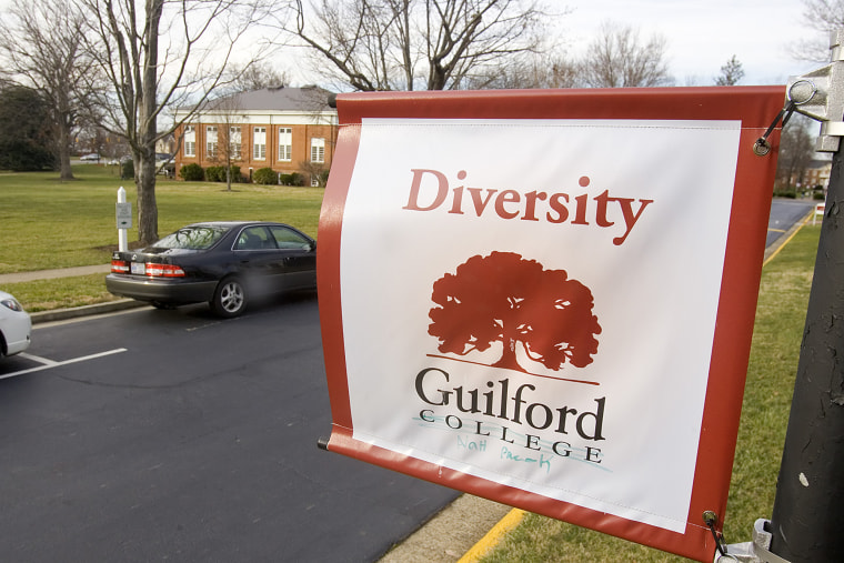 Image: A banner promoting diversity at Guilford College