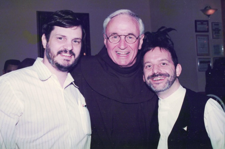 Tom Moulton, the Rev. Mychal Judge and Brendan Fay on May 11, 1998, at Il Campanello restaurant in New York, N.Y.