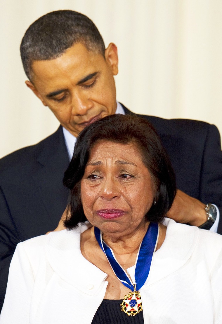 Image: President Barack Obama awards the 2010 Medal of Freedom to civil rights activist Sylvia Mendez at the White House on Feb. 15, 2011.