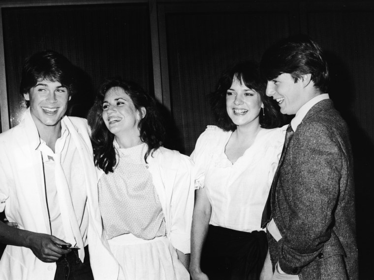 Tom Cruise, Rob Lowe & Melissa Gilbert At Party