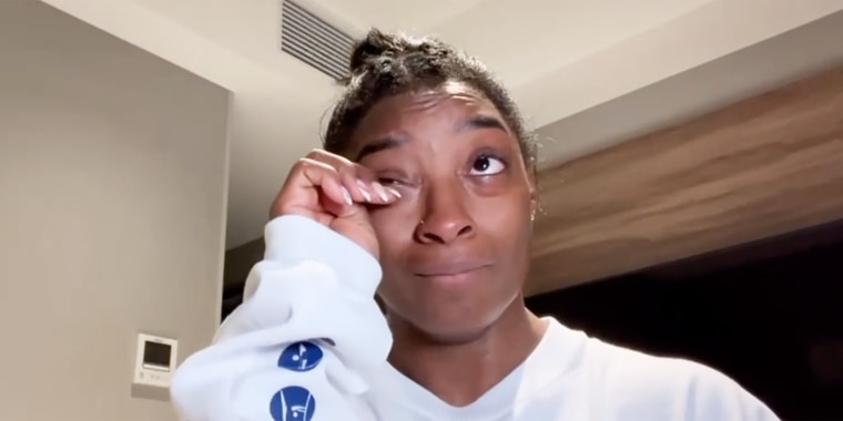 An emotional Biles details her struggles at the Tokyo Olympics in a new episode of "Simone vs Herself."