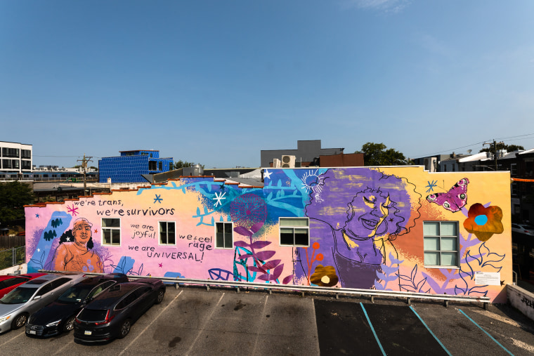 The "We Are Universal" mural by the City of Philadelphia Mural Arts Program and artist Kah Yangni on the Cake Life Bake Shop.