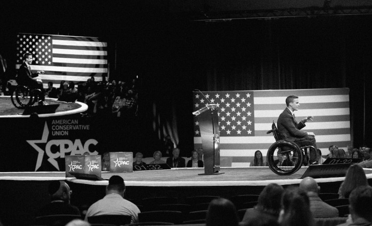 Image: Rep. Madison Cawthorn, R-N.C., speaks at the Conservative Political Action Conference (CPAC) in Dallas on July 9, 2021.