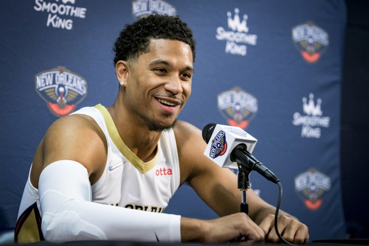 New Orleans Pelicans guard Josh Hart during the NBA Pelicans Media Day in New Orleans on Sept. 27, 2021.