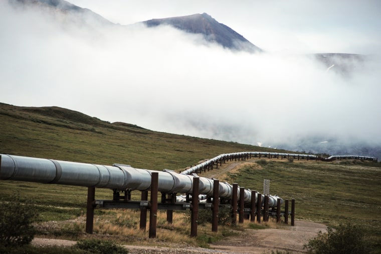 The Trans-Alaskan Pipeline along Dalton Highway near the Brooks range.