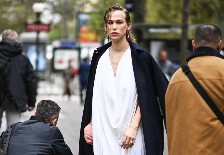 Tommy Dorfman attends Paris Fashion Week on Oct. 1, 2021.