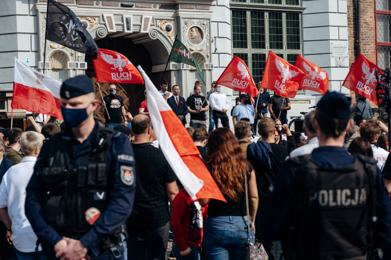 Polish nationalists' demonstration "Gdansk against rainbow aggression" in protest against LGBT+ "ideology" in Gdansk