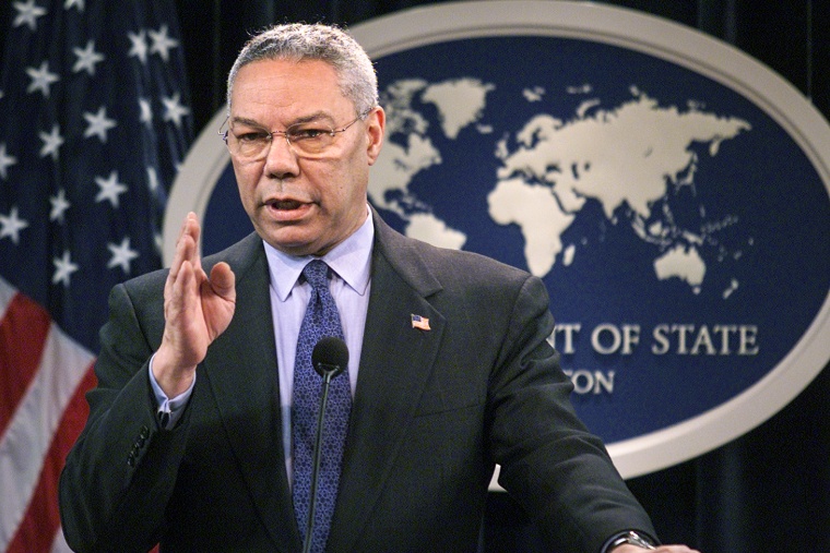 Secretary of State Colin Powell speaks at the State Department in
Washington on March 17, 2003.