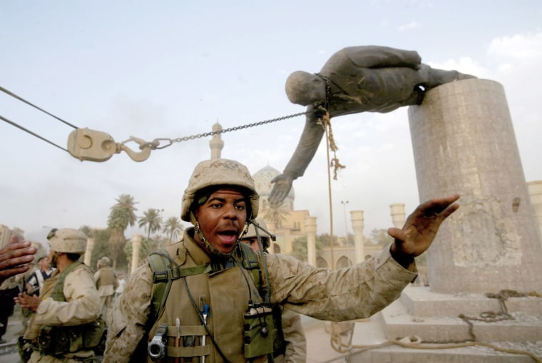 U.S. Marines Pull Down Saddam Statue