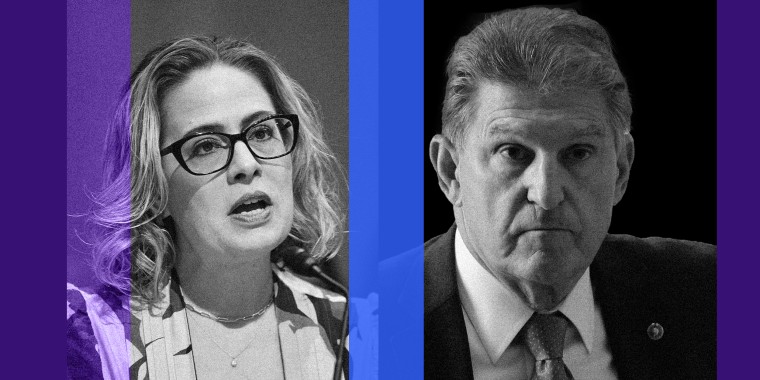 Photo illustration: Kyrsten Sinema and Joe Manchin