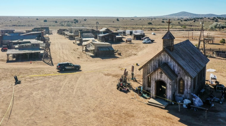 Police at the Bonanza Creek Ranch film set on Oct. 22, 2021.