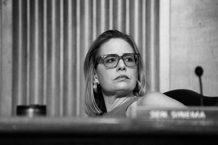 Image: Sen. Kyrsten Sinema, D-Ariz., at the Dirksen Senate Office Building on June 16. 2021.