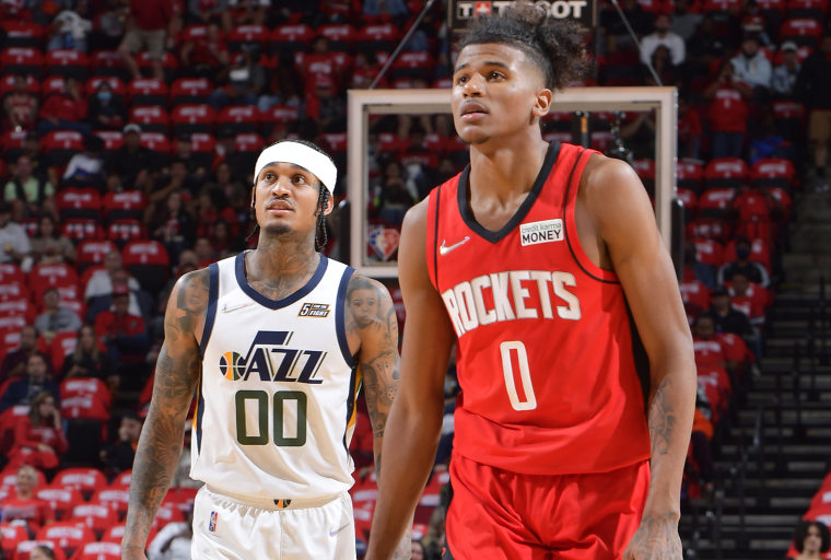 Image:  Jordan Clarkson of the Utah Jazz and Jalen Green of the Houston Rockets