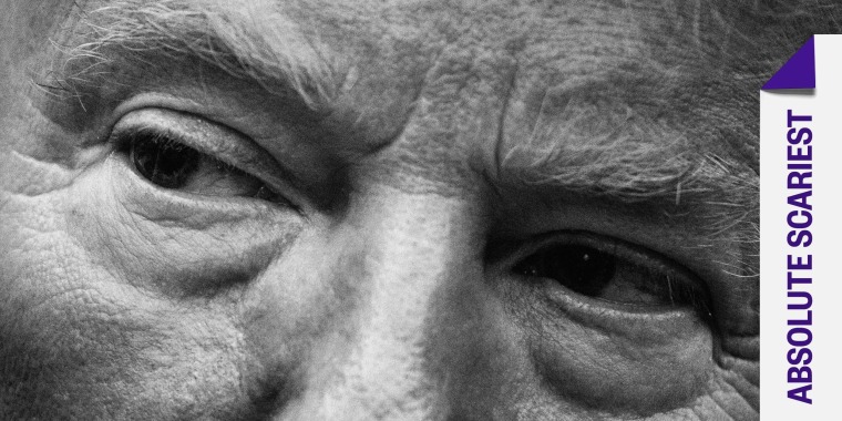Image of former President Donald Trump's eyes with an "Absolute Scariest" label.
