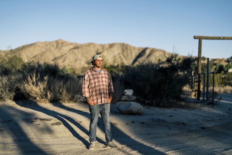 Eric Wilson outside his farm market in the Morongo Valley on Friday.