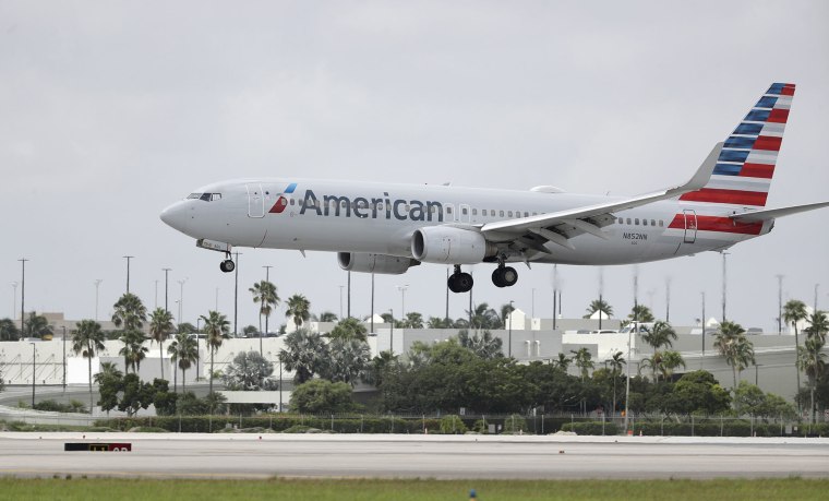 En esta foto de archivo del 27 de julio de 2020, un Boeing 737-823 de American Airlines aterriza en el Aeropuerto Internacional de Miami en Miami.