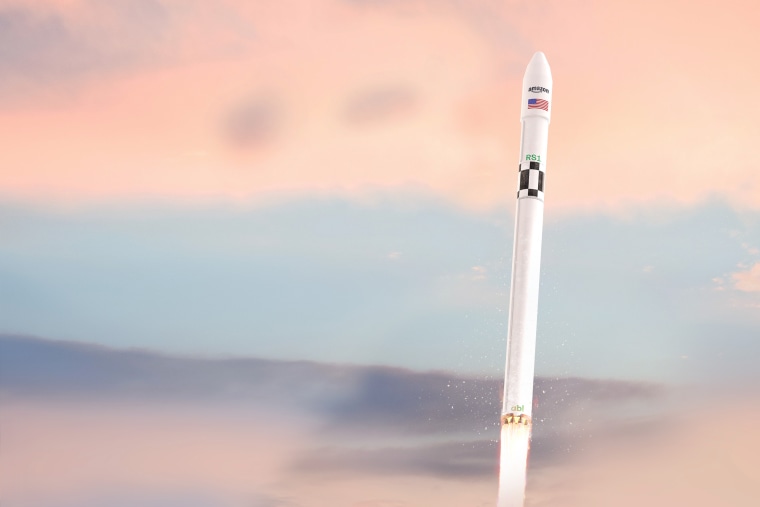 A rendering of ABL Space Systems' RS1 rocket carrying Amazon's Project Kuiper satellites.