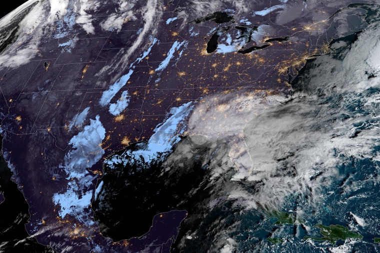 A storm off the southeast and Mid-Atlantic coast of the U.S. on Friday.