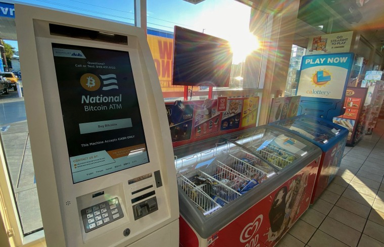 A Bitcoin ATM at a gas station in Los Angeles.