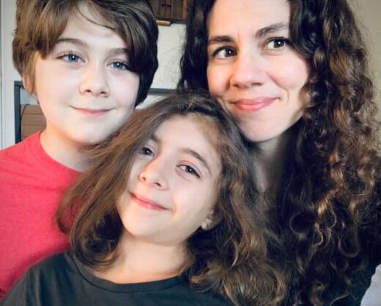 Image: Karen Bucher with her kids, Calvin, 13, and Margot, 8.