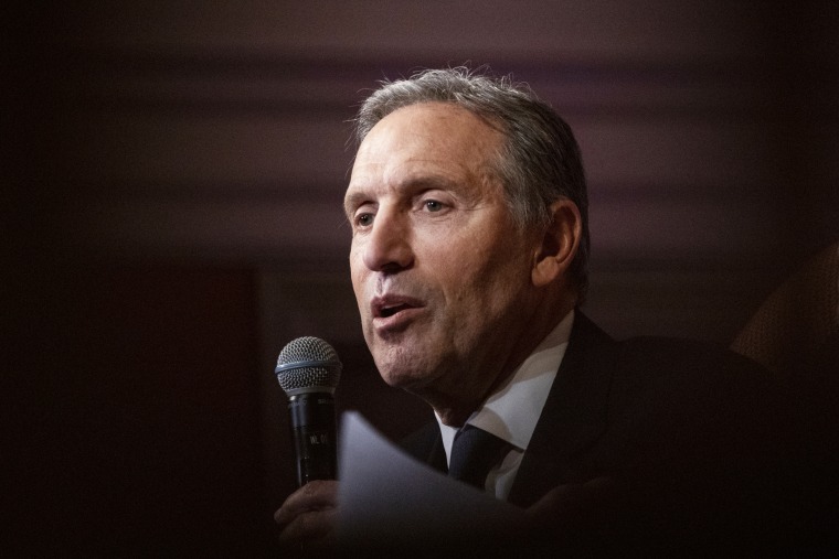 Howard Schultz, former chief executive officer of Starbucks Corp., speaks in Washington on Feb. 14, 2019.
