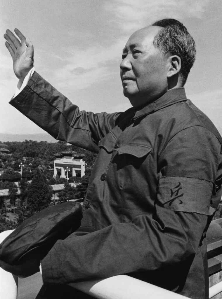 Mao Zedong reviews the army of the "Cultural Revolution" at Tiananmen Square in Beijing on Aug. 18, 1966. 