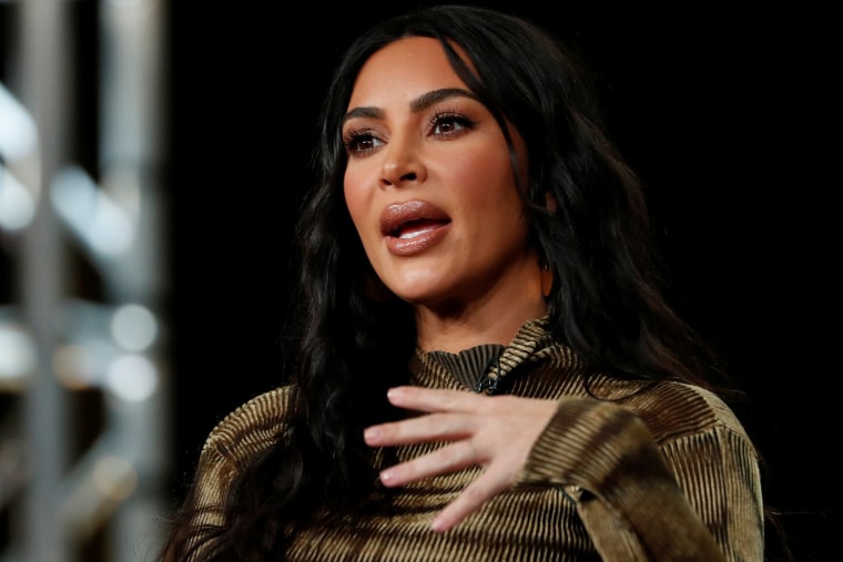 Image: Kim Kardashian during a panel for the documentary "Kim Kardashian West: The Justice Project" in Pasadena, Calif., on Jan. 18, 2020.