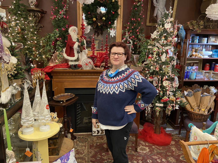 Lyna Postuchow, owner of “A Summer’s Garden” floral shop in downtown Kenosha, Wis.