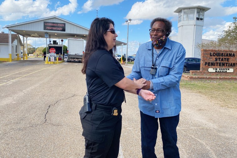 Image: Henry Montgomery, 75,  following his release the Louisiana State Penitentiary on Nov. 17, 2021.