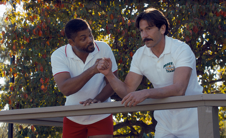Will Smith as Richard Williams and Jon Bernthal as Rick Macci in a scene from "King Richard." 