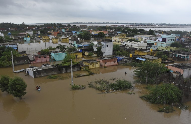 Image: A view of a flooded area in Nellore, in the southern Indian state of Andhra Pradesh on Saturday.